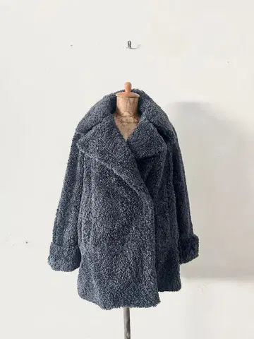 [ 새상품급 ] maison gigot 보아 코트 그레이네이비