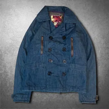 Kelen 데님 라이크 P 코트 짧은 기장 더블 네이비 시티 보이 데이트