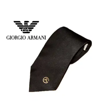 Giorgio Armani 넥타이 무지 비즈니스 포멀 블랙