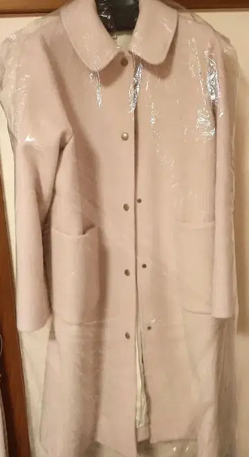 택 포함 미사용 yori 바이컬러 롱 코트 핑크