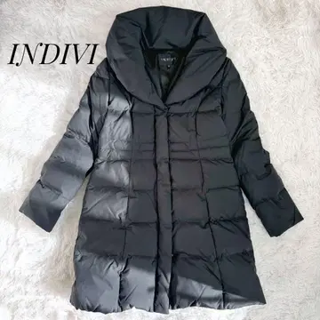 [새상품급] INDIVI 다운 롱 코트 숄카라 블랙 M