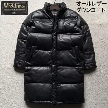 새상품급 wind armor 가죽 다운 코트 자켓 천연 가죽 블랙 M
