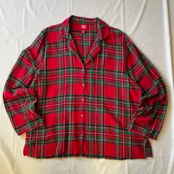 00s 체크 파자마 셔츠 그런지 Y2K 헤이세이 인기 구제 의류 빨간색