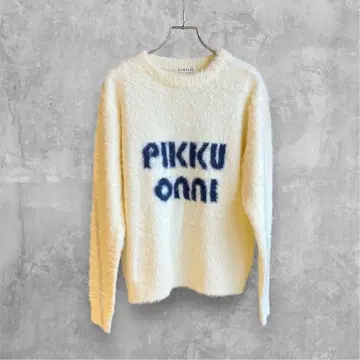 [ 미사용 택 포함 ] 시니컬 로고 샤기 니트