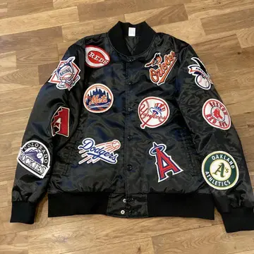 [ 새상품급 ] 마제스틱 MLB 팀 자수 바시티 자켓 블랙 빅