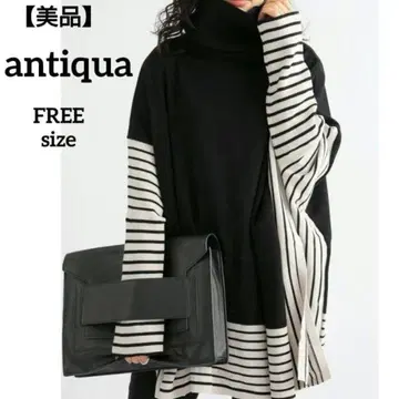 [새상품급] 안티카 antiqua 모드 디자인 블랙 스트라이프 니트