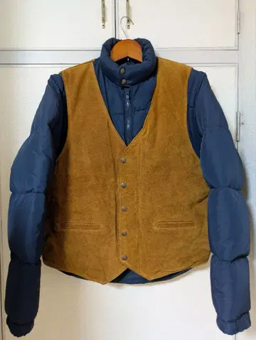 Schott Down 다운 자켓 베스트 42 브라운 네이비