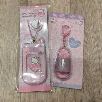 헬로키티 슬라이드 휴대폰 키링 미니 샌들 키링 핑크 표범 무늬