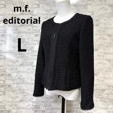 [m.f.editorial ] 노카라 자켓 블랙 트위드풍 L