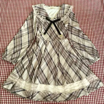 새상품급 axes femm POETIQUE 액시즈 체크 무늬 긴팔 원피스