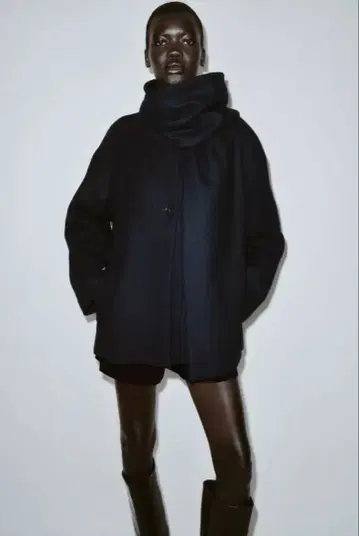 ZARA 울 숏 스카프 코트