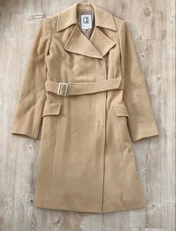 MICHEL KLEIN 울 혼방 벨트 카멜 롱 코트 40