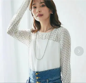 la boutique bonbon 시어 도트 블라우스