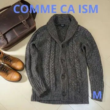 COMME CA ISM 숄카라 케이블 니트 가디건 두꺼운 원단