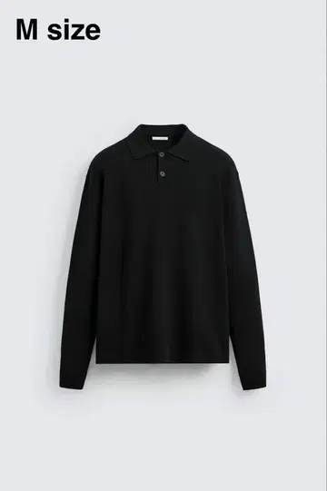 ZARA (자라) | 소프트 니트 피케 셔츠 블랙 M 사이즈