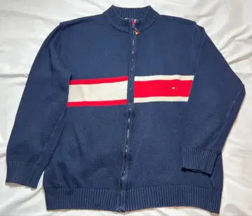 TOMMY HILFIGER 집업 니트 플래그 로고 참 포함 XL