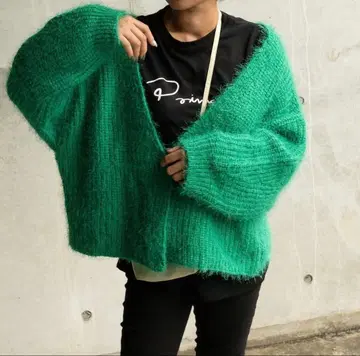 미사용*플리마켓 볼륨 샤기 모헤어 니트 가디건