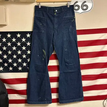 80s us navy denim sailor pants 페인트 가공