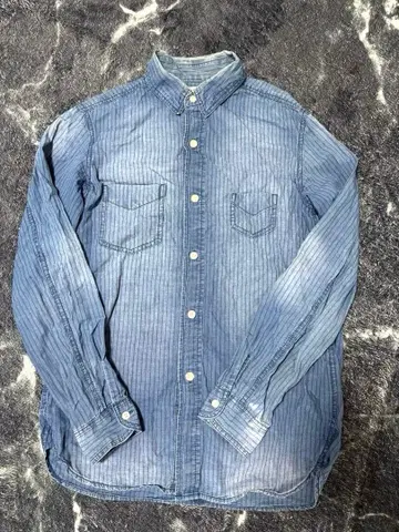 인디고 워바쉬 스트라이프 셔츠