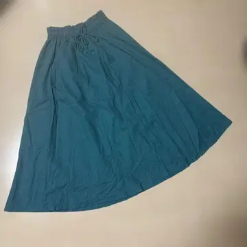 빔즈 린넨 혼방 그린 롱 스커트