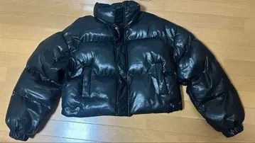 me+me select 인조 가죽 숏 퍼 다운 자켓