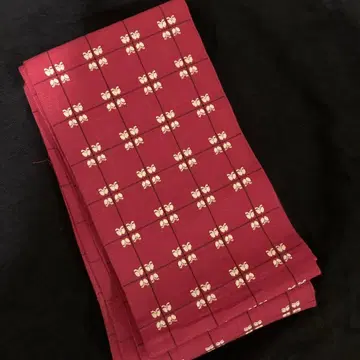 요네자와 홍화염 나비 패턴 자수 리버서블 반폭 오비