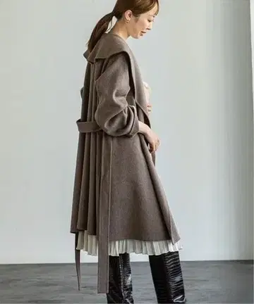 NOBLE 노블 리버 오버 칼라 미디 코트 그레이 A