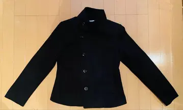 블랙 울 피코트 더블 버튼 체스터 코트 짧은 기장