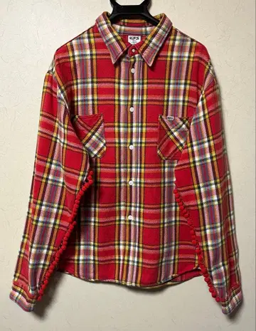 CORE FIGHTER 플란넬 체크 셔츠 폼폼 포함 XL