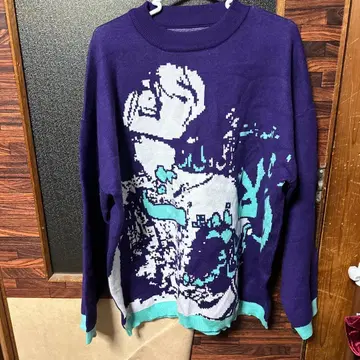 Ninety-nine 보라색 그래픽 니트 M