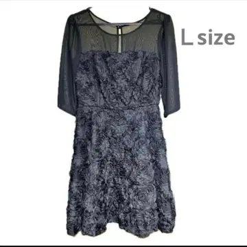 파티 드레스 원피스 포멀 경사 무릎 기장 소매 있음 2차 모임 블랙 L