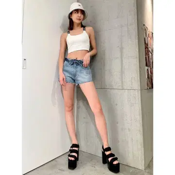 GYDA REMAKE 라이크 2WAY 더블 허리 데님 숏팬츠