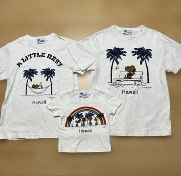 하와이 일광화상 스누피 T셔츠 가족 3장 세트 S XS 90