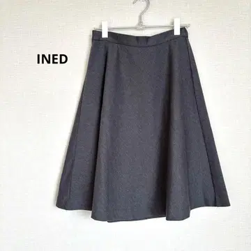 INED 이네드 플레어 스커트 무릎 기장 그레이 사이즈 9
