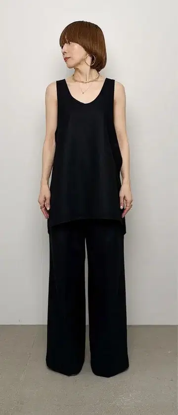 치에코플러스 flannel wide slacks