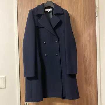 폴앤조 네이비 더블 브레스트 체스터 코트