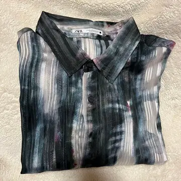 [ ZARA ] 갤럭시 시어 셔츠 올 패턴 셔츠 XL