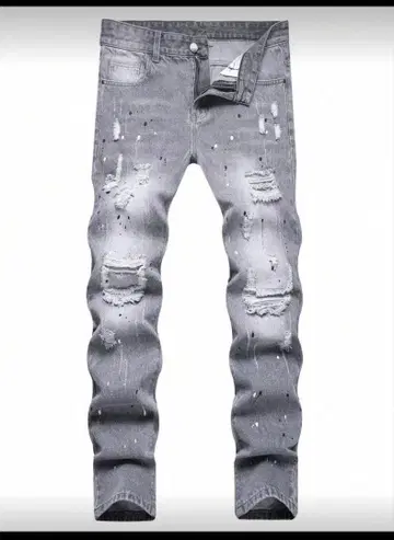 라이트 그레이 데미지 진 슬림 핏