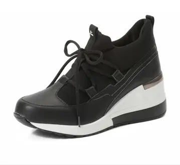 Dominic3 블랙 웨지솔 스니커즈