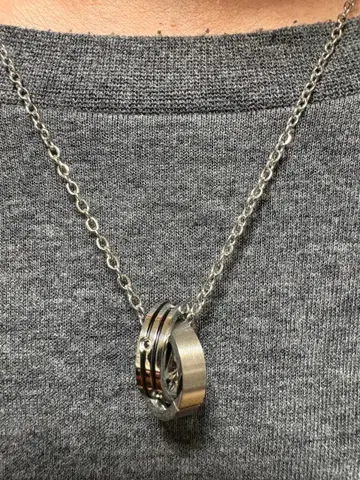 [ 새상품 ] W 반지 실버 체인 목걸이