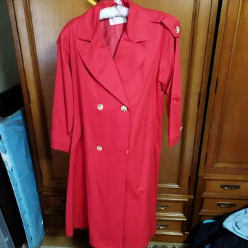 SANYO 빨간색 롱 코트 더블 브레스트