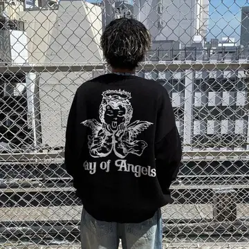 [ 인기 완판 ] A'GEM9 엔젤 니트 스웨터 천사 스트릿