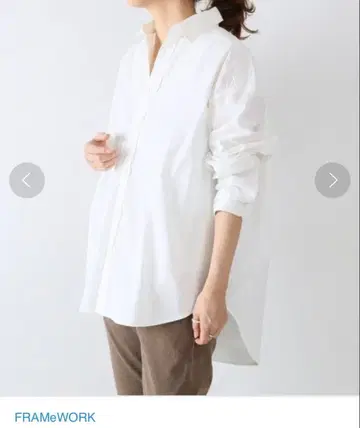FRAMeWORK 화이트 던가리 셔츠