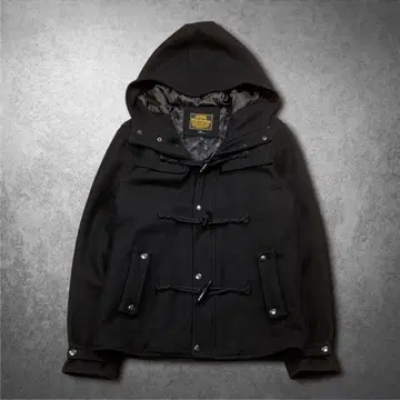 ETBX 짧은 기장 더플 코트 후드 블랙 아메카지 Y2K 워크 계열
