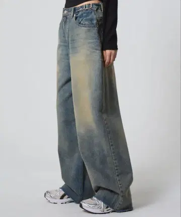 UNKNOWN PLANET 데님 팬츠 오일 블루