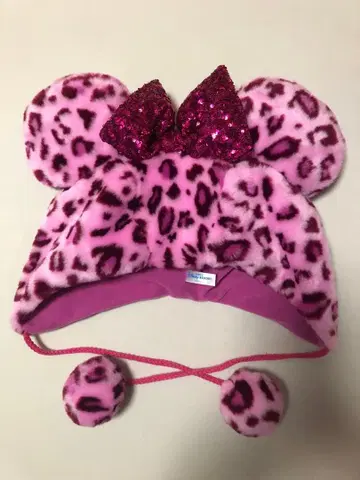 디즈니 레오파드 무늬 팬캡 핑크 레오파드 미니