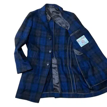 새상품급 해리스 트위드 체스터 코트 체크 멀티 컬러 S 정도