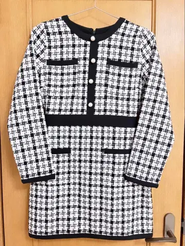 [ 새상품급 ] evelyn 체크 무늬 긴팔 원피스 하운드투스 체크 패턴