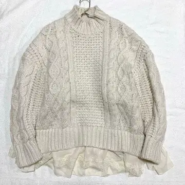 [자라] 니트 사이드 슬릿 레이어드 스타일 사이드 슬릿 하이넥 S