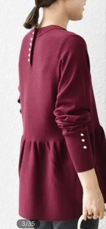 SHIPS 버건디 와인 펄 페플럼 니트 완판 이번 시즌